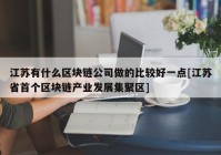 江苏有什么区块链公司做的比较好一点[江苏省首个区块链产业发展集聚区]